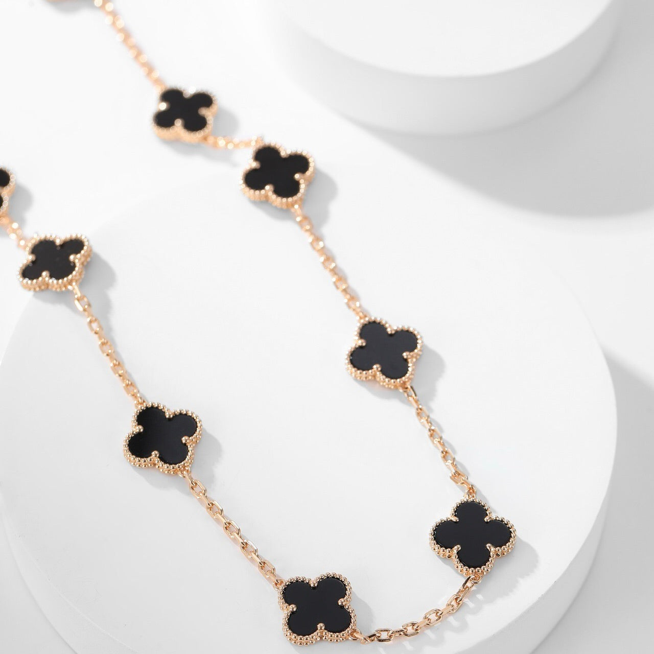 ¡®Star¡¯CLOVER 10 MOTIFS ONYX NECKLACE