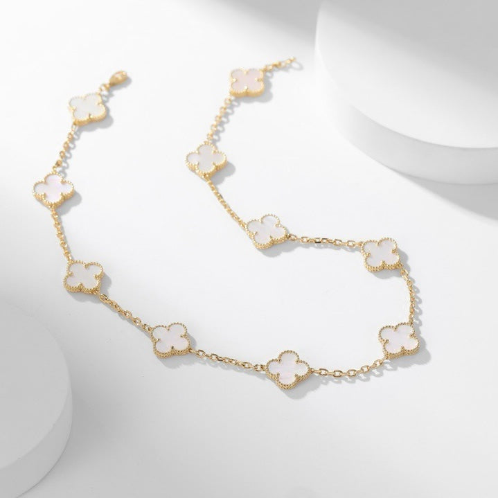 ¡®Star¡¯CLOVER 10 MOTIFS WHITE MOTHER OF PEARL NECKLACE