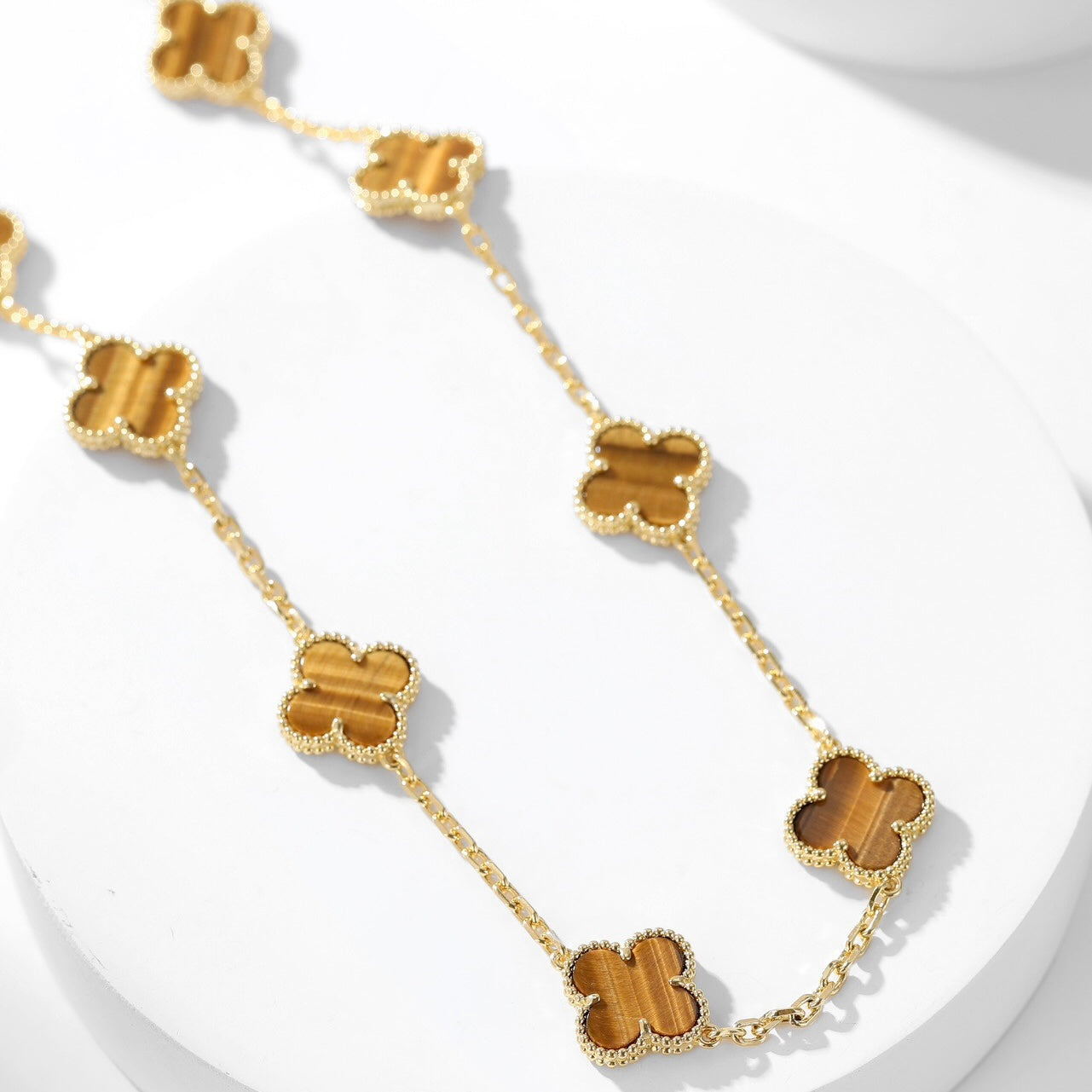 ¡®Star¡¯CLOVER 10 MOTIFS TIGER EYE NECKLACE