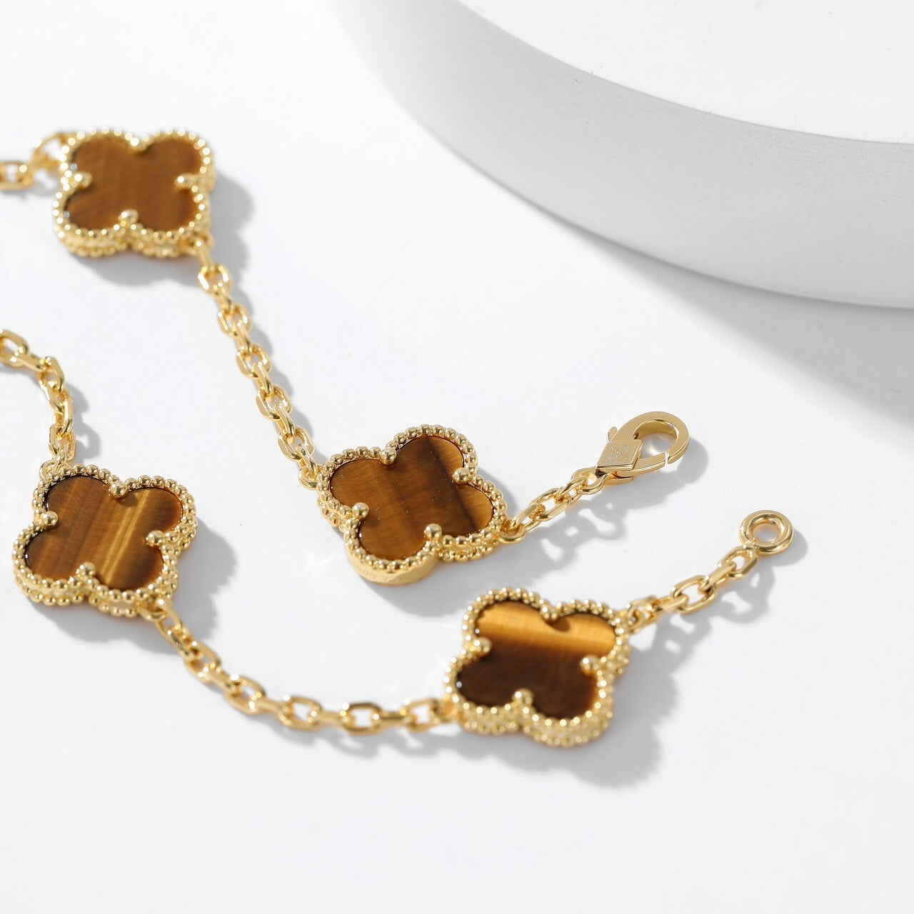 ¡®Star¡¯CLOVER 10 MOTIFS TIGER EYE NECKLACE