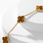 ¡®Star¡¯CLOVER 10 MOTIFS TIGER EYE NECKLACE