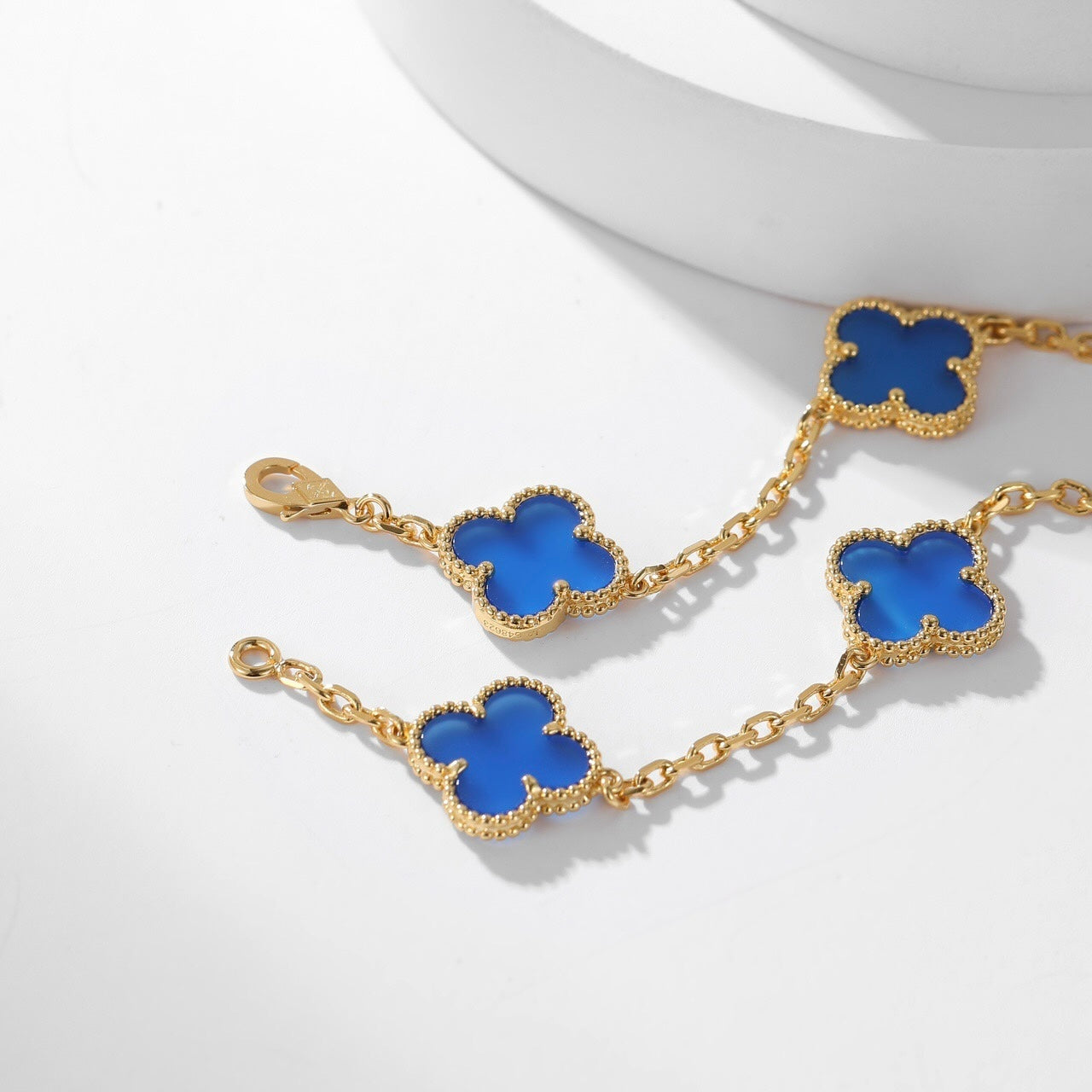 ¡®Star¡¯CLOVER 10 MOTIFS BLUE AGATE NECKLACE