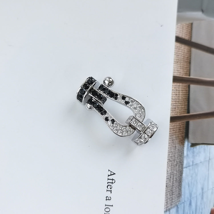 ¡®Star¡¯FORCE LARGE HORSESHOE BLACK WHITE DIAMOND BRACELET ROSE GOLD