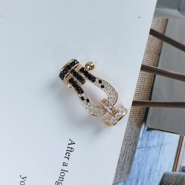 ¡®Star¡¯FORCE LARGE HORSESHOE BLACK WHITE DIAMOND BRACELET ROSE GOLD