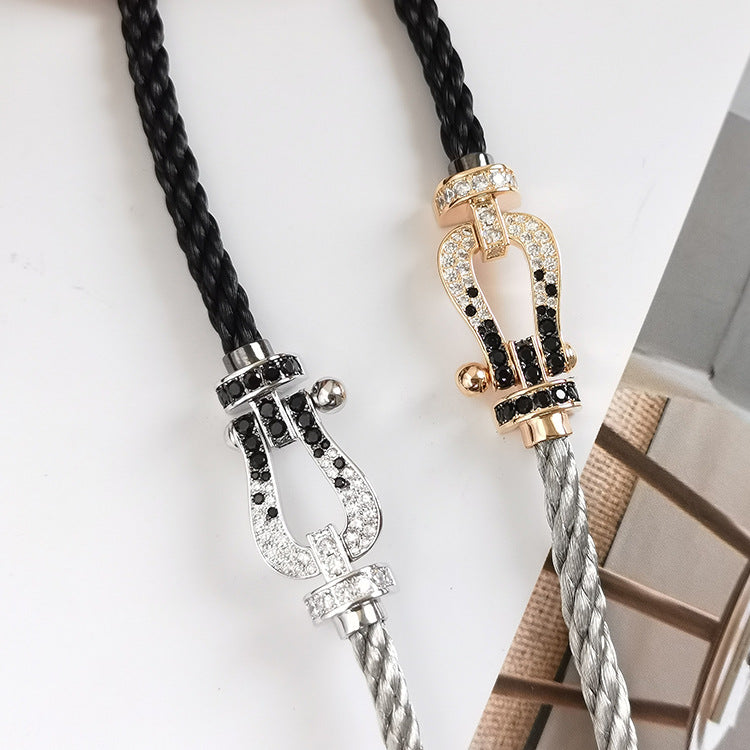 ¡®Star¡¯FORCE LARGE HORSESHOE BLACK WHITE DIAMOND BRACELET ROSE GOLD