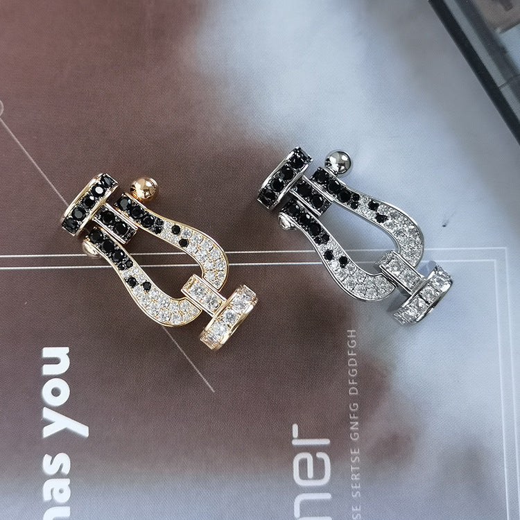 ¡®Star¡¯FORCE LARGE HORSESHOE BLACK WHITE DIAMOND BRACELET ROSE GOLD