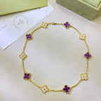 ¡®Star¡¯CLOVER 10 MOTIFS  PURPLE VIOLET DIAMOND NECKLACE