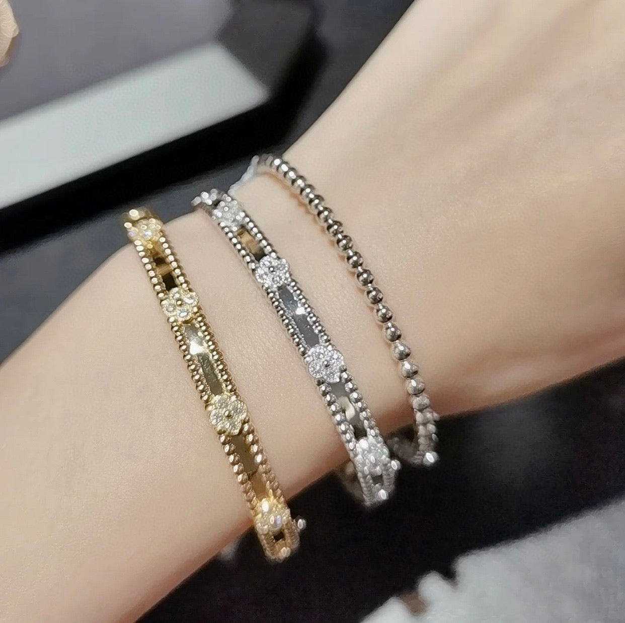¡®Star¡¯CLOVER BRACELET 4MM DIAMONDS