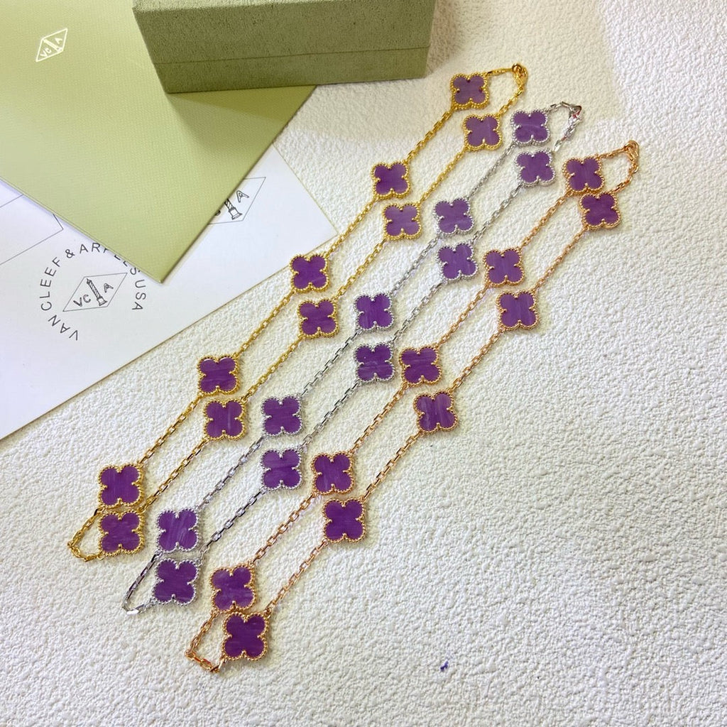 ¡®Star¡¯CLOVER 10 MOTIFS  PURPLE VIOLET  NECKLACE