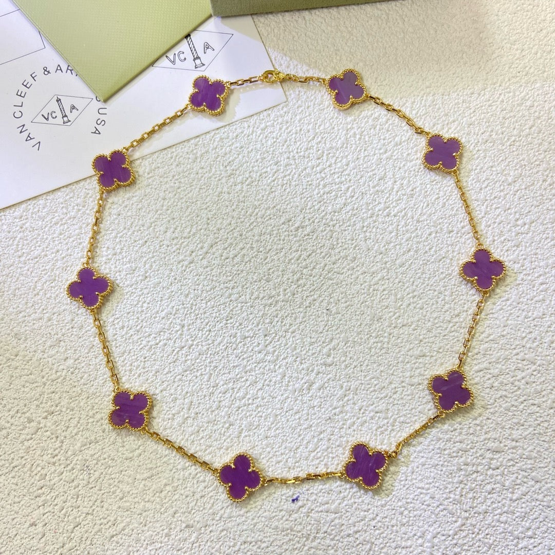 ¡®Star¡¯CLOVER 10 MOTIFS  PURPLE VIOLET  NECKLACE