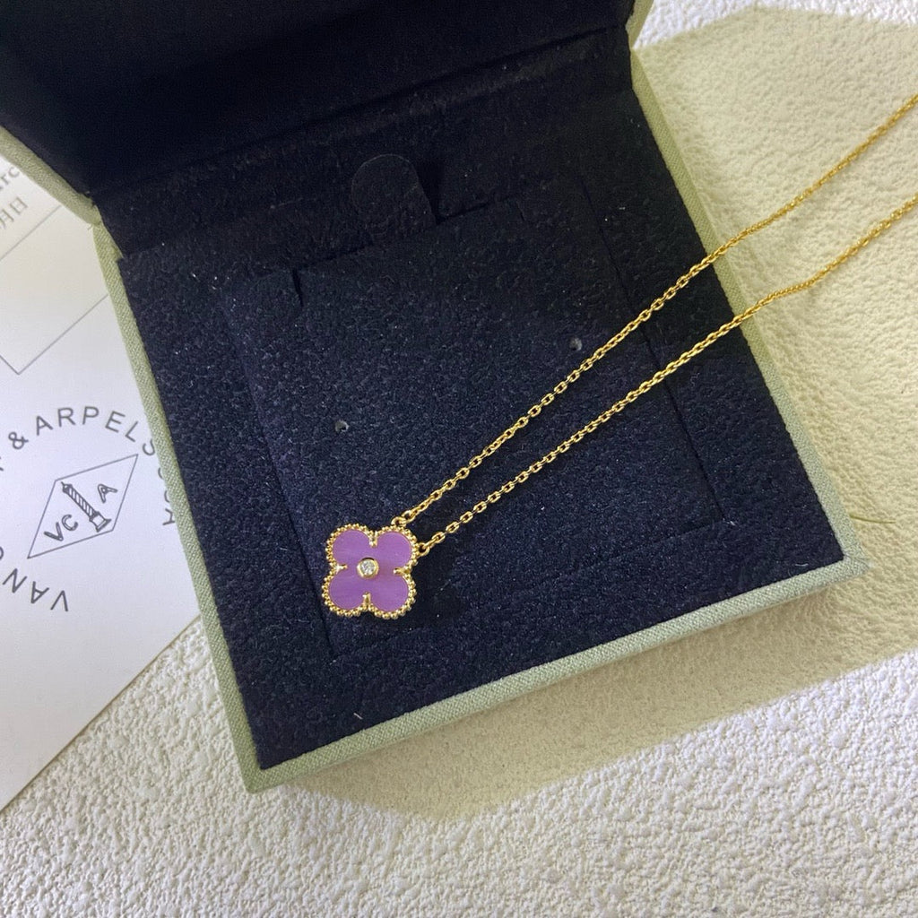 ¡®Star¡¯CLOVER 15MM DIAMOND  PURPLE VIOLET NECKLACE