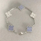 [Star]New  CLOVER 5 MOTIF PURPLE CHALCEDONY BRACELET COLLECTION