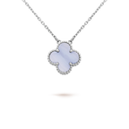 ¡®Star¡¯CLOVER 15MM BLUE CHALCEDONY NECKLACE SILVER