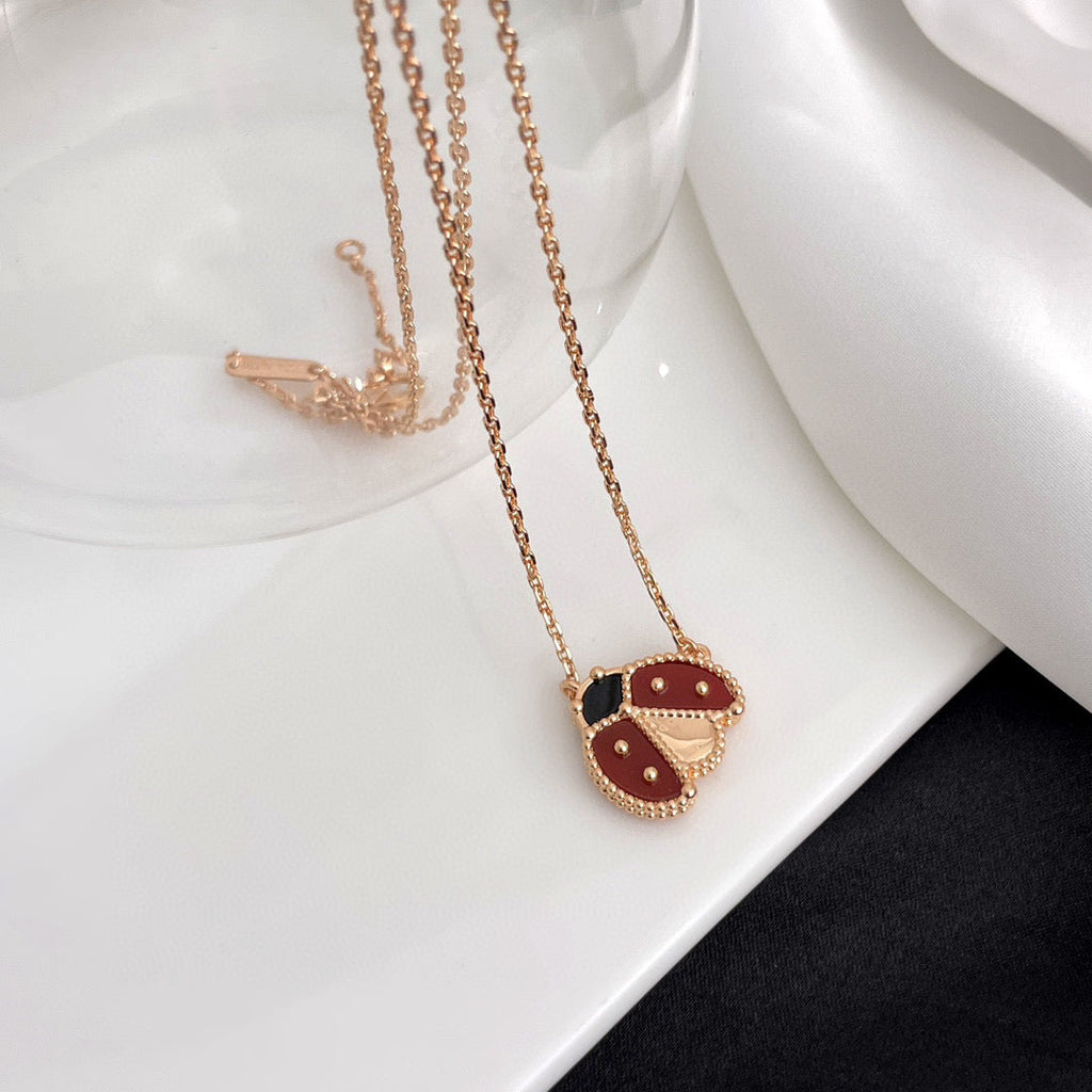 ¡®Star¡¯LUCKY  CARNELIANS LADYBUG NECKLACE