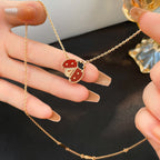 ¡®Star¡¯LUCKY  CARNELIANS LADYBUG NECKLACE