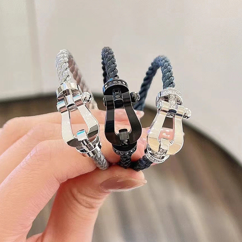 ¡®Star¡¯FORCE LARGE HORSESHOE FULL DIAMOND BRACELET SILVER