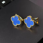 [Star] CLOVER LARGE (20mm) 1 MOTIFS BLUE MOP STUD EARRINGS