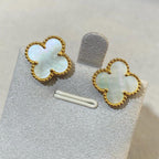 [Star] CLOVER LARGE (20mm) 1 MOTIFS WHITE MOP STUD EARRINGS