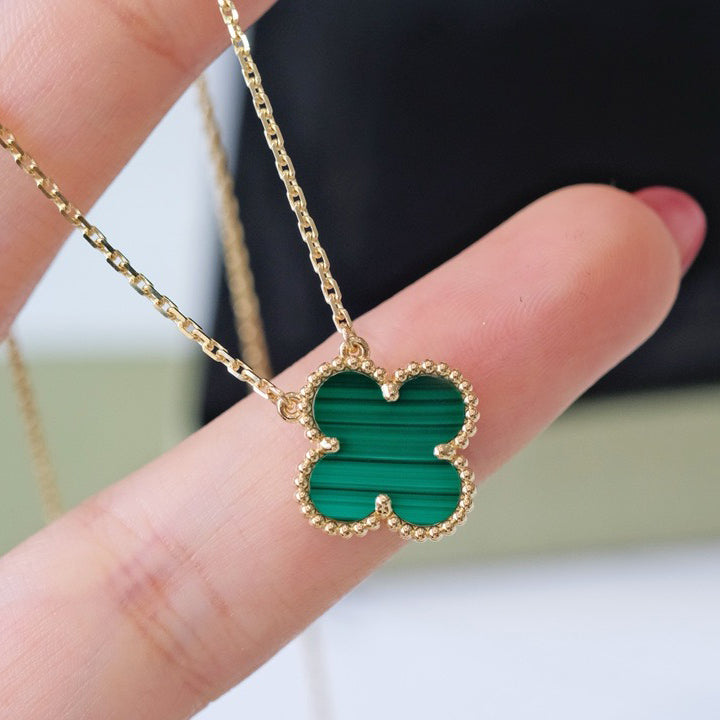 ¡®Star¡¯CLOVER 15MM MALACHITE SINGLE FLOWER  NECKLACE