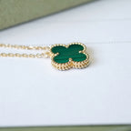 ¡®Star¡¯CLOVER 15MM MALACHITE SINGLE FLOWER  NECKLACE