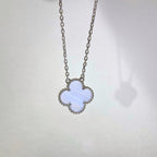 ¡®Star¡¯CLOVER 15MM BLUE CHALCEDONY NECKLACE SILVER