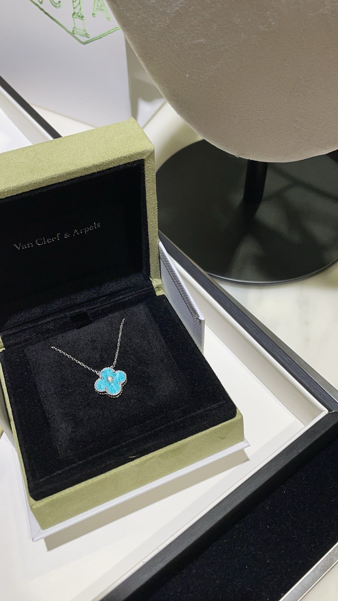 ¡®Star¡¯CLOVER 15MM DIAMOND SVRES PORCELAIN  NECKLACE SILVER