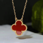 ¡®Star¡¯CLOVER 15MM CARNELIAN SINGLE FLOWER NECKLACE