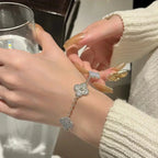 [Star]New  CLOVER 5 MOTIF PURPLE CHALCEDONY BRACELET COLLECTION