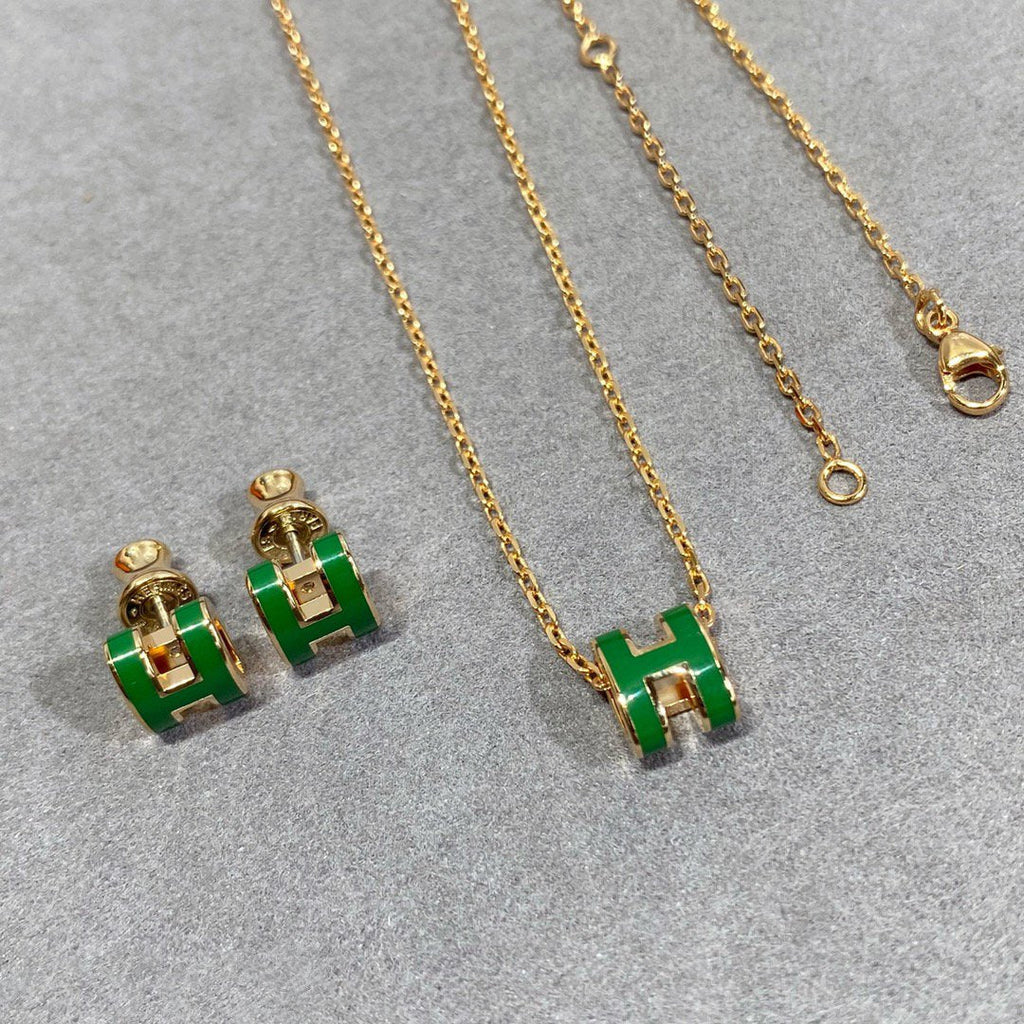¡®Star¡¯POP H GREEN NECKLACE SILVER AND GOLD