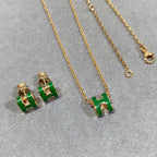 ¡®Star¡¯POP H GREEN NECKLACE SILVER AND GOLD