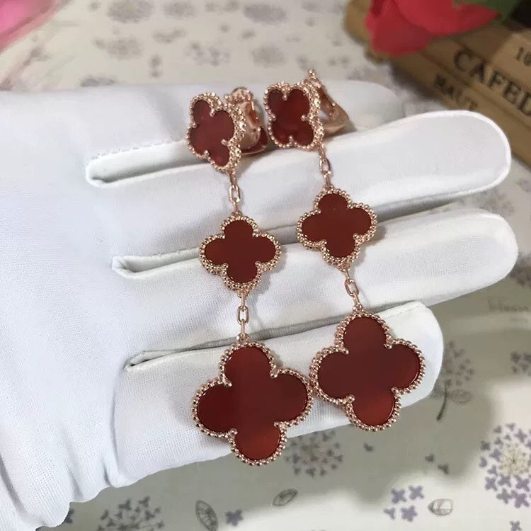 ¡®Star¡¯CLOVER 3 MOTIF CARNELIAN DROP EARRINGS