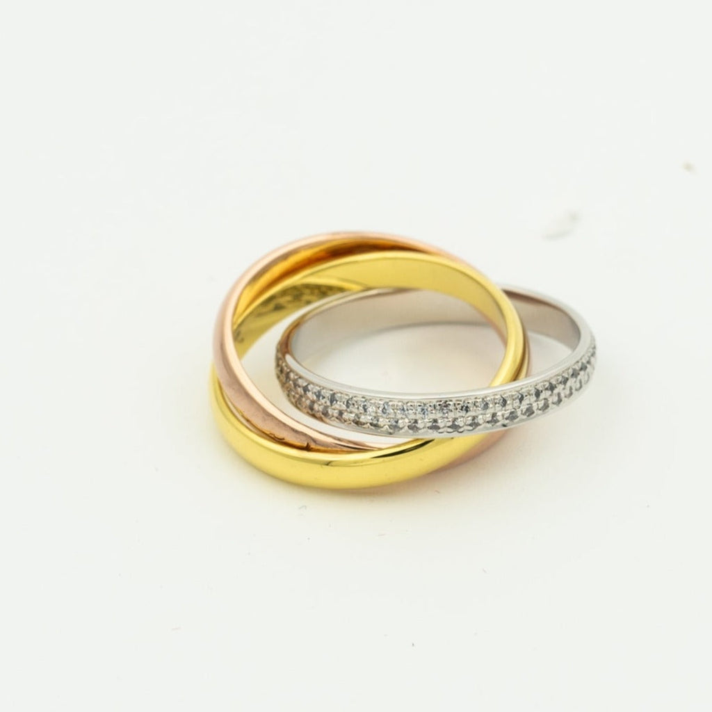 ¡®Star¡¯TRINITY RING GOLD PINK GOLD SILVER DIAMONDS