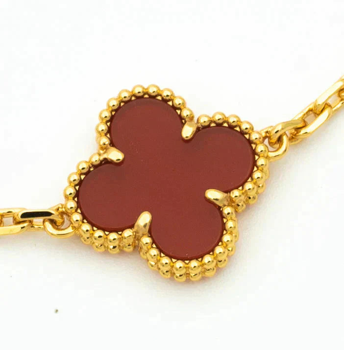 [Star]New  CLOVER 5 MOTIF RED CORNELIAN BRACELET COLLECTION