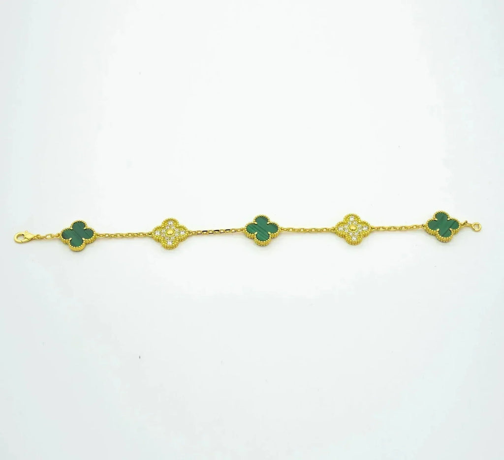 [Star]New  CLOVER 5 MOTIF MALACHITE BRACELET COLLECTION