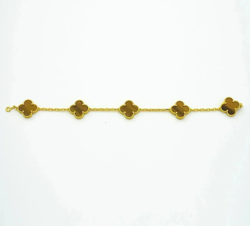 [Star]New  CLOVER 5 MOTIFS TIGER EYE BRACELET COLLECTION