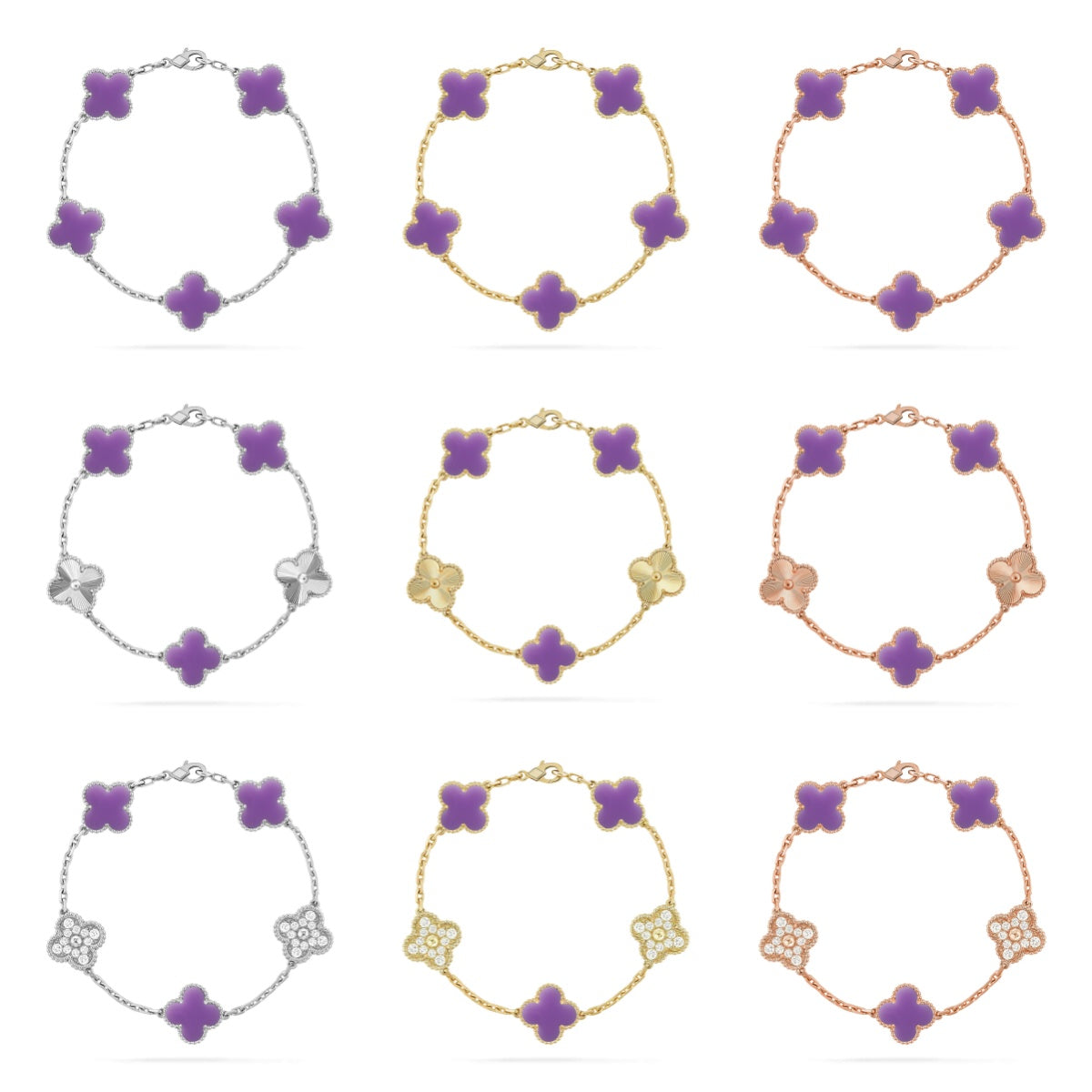 [Star]New CLOVER 5 MOTIF LIGHT PURPLE BRACELET COLLECTION