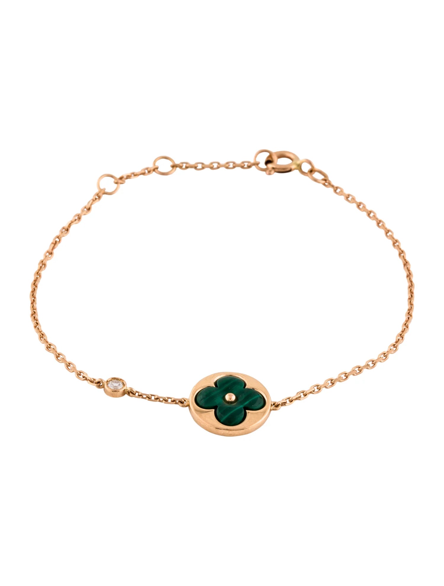 ¡®Star¡¯SUN MALACHITE 1 DIAMOND PINK GOLD BRACELET