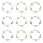 [Star]New  CLOVER 5 MOTIF PURPLE CHALCEDONY BRACELET COLLECTION