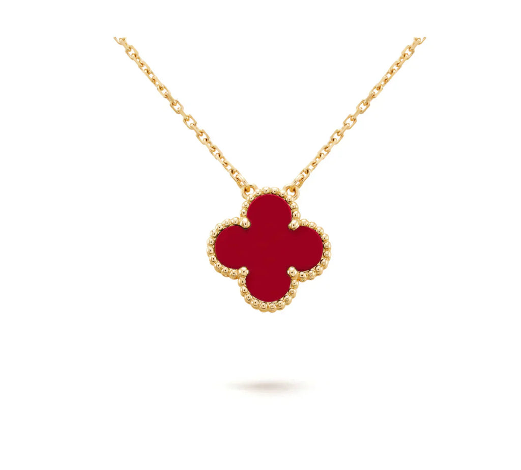 ¡®Star¡¯CLOVER 15MM CARNELIAN SINGLE FLOWER NECKLACE