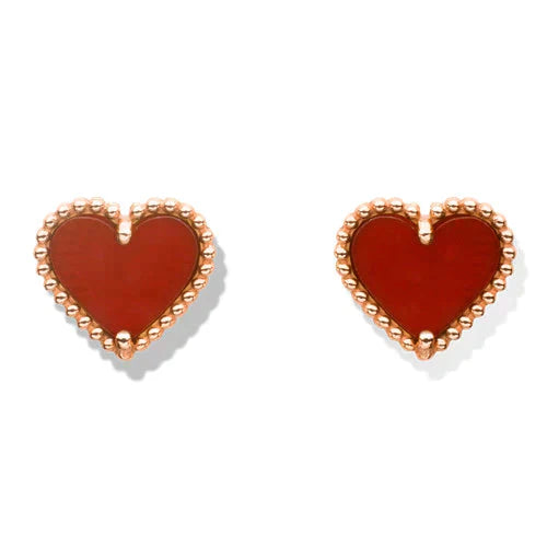 ¡®Star¡¯HEART CARNELIAN STUD EARRINGS