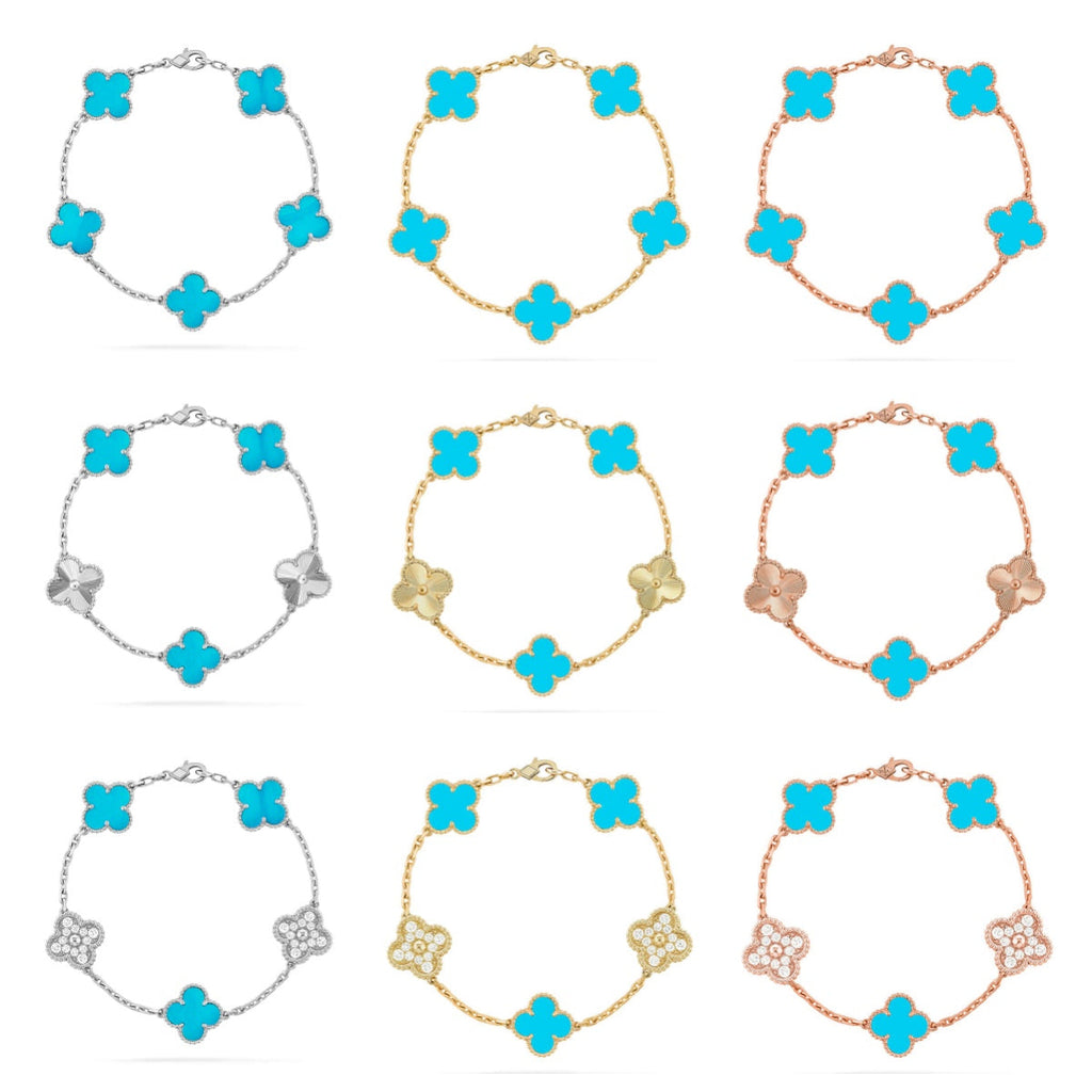 [Star]New  CLOVER 5 MOTIF TURQUOISE BRACELET COLLECTION