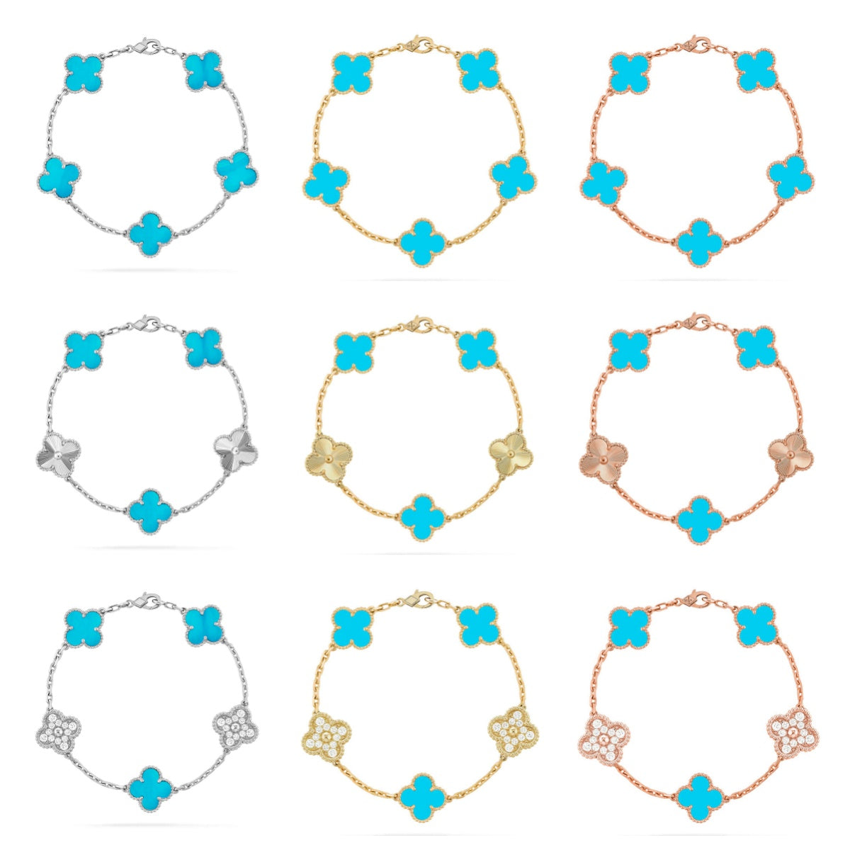 [Star]New  CLOVER 5 MOTIF TURQUOISE BRACELET COLLECTION