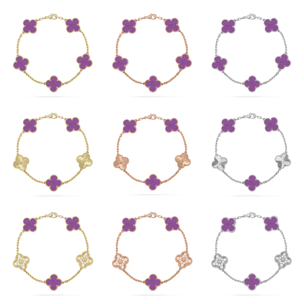 [Star]New  CLOVER 5 MOTIF VIOLET BRACELET COLLECTION