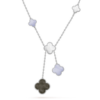 ¡®Star¡¯CLOVER MOP CHALCEDONY NECKLACE SILVER 6 MOTIF