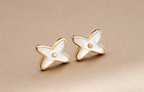 ¡®Star¡¯JEUX DE WHITE MOP PINK GOLD DIAMOND EARRINGS