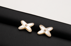 ¡®Star¡¯JEUX DE WHITE MOP PINK GOLD DIAMOND EARRINGS