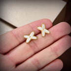¡®Star¡¯JEUX DE WHITE MOP GOLD DIAMOND EARRINGS