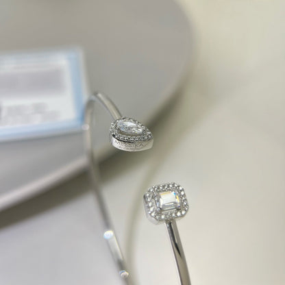 [moco jewelrys ]JONC FLEX MY TWIN TOI & MOI SILVER DIAMOND BRACELET