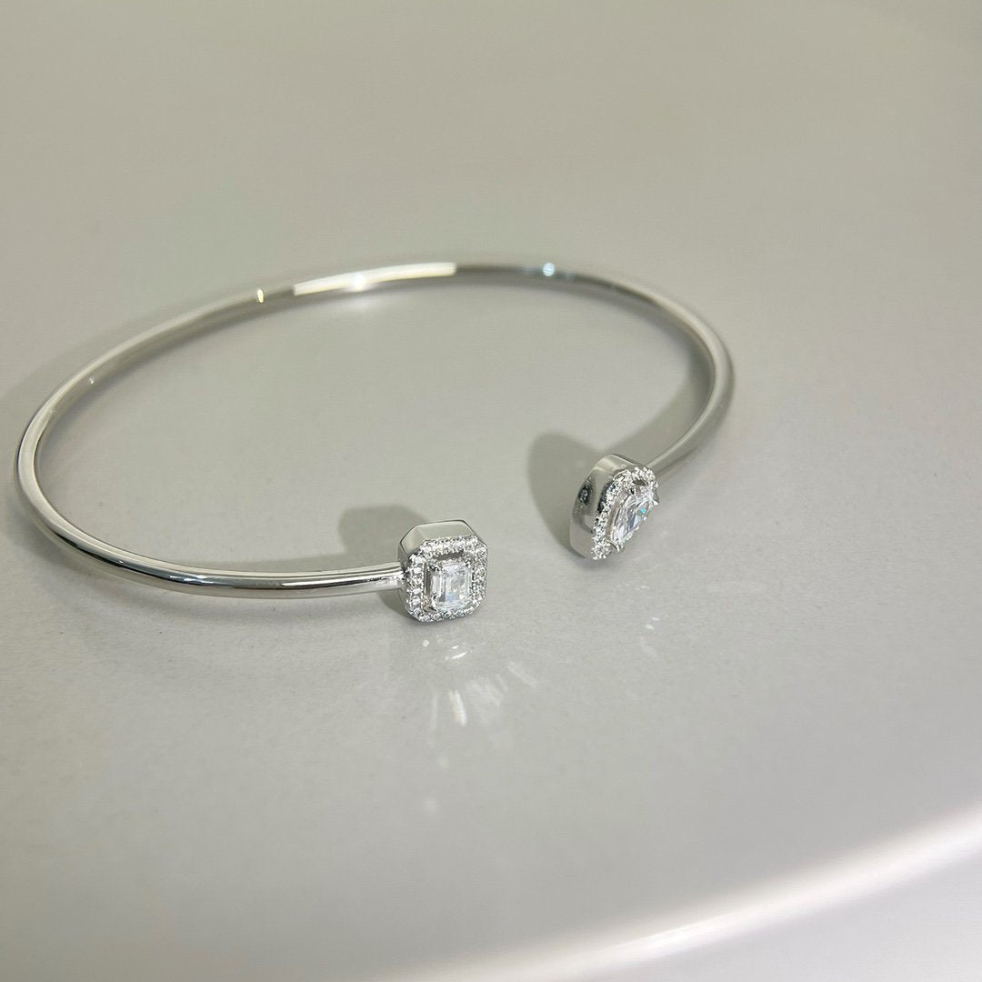 [moco jewelrys ]JONC FLEX MY TWIN TOI & MOI SILVER DIAMOND BRACELET