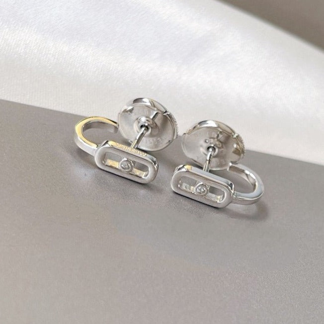 [moco jewelrys ]CREOLES MOVE UNO MINI 1 DIAMOND EARRINGS